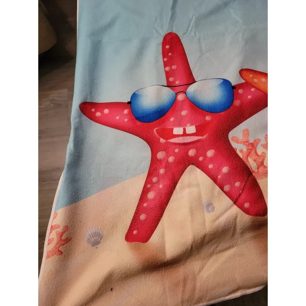 Microfiber Star Fish Beach Towel Chair cover W Side Pockets New